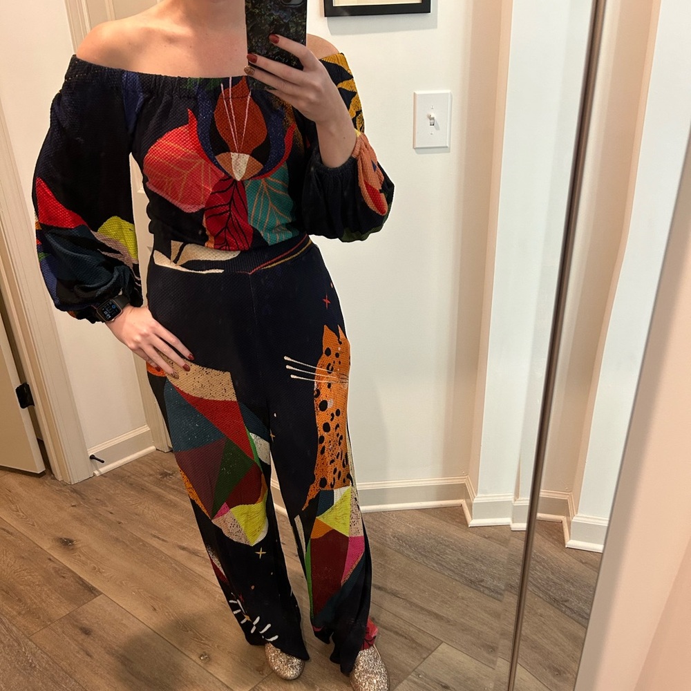 Bold Off-Shoulder Farm Rio Jumpsuit with Pockets